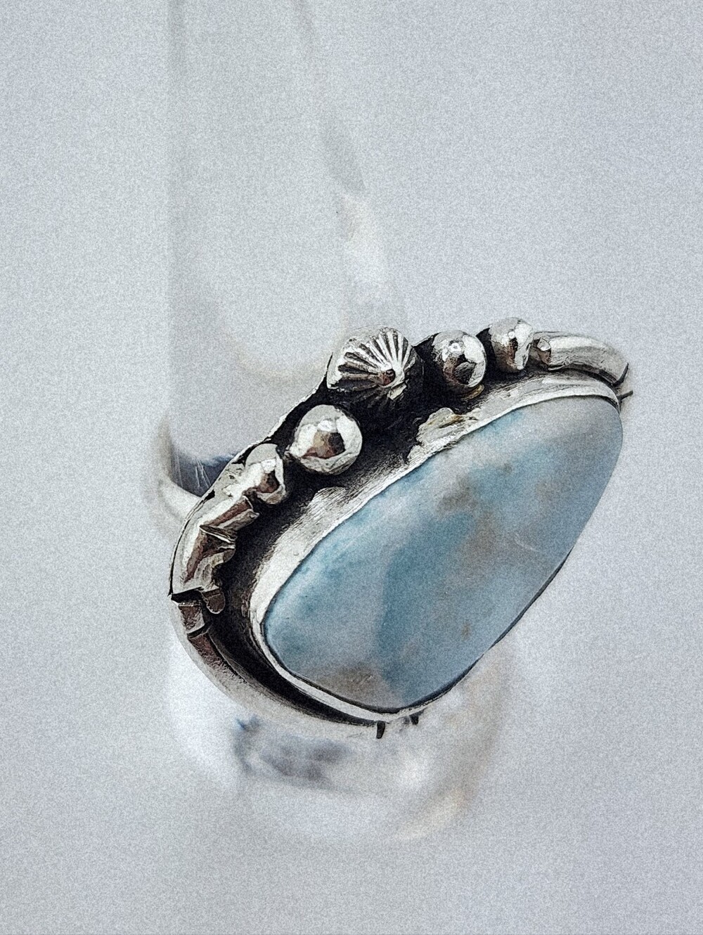LARIMAR RING HANDMADE IN STERLING SILVER UNISEX SIZE 9 - Picture 7 of 16